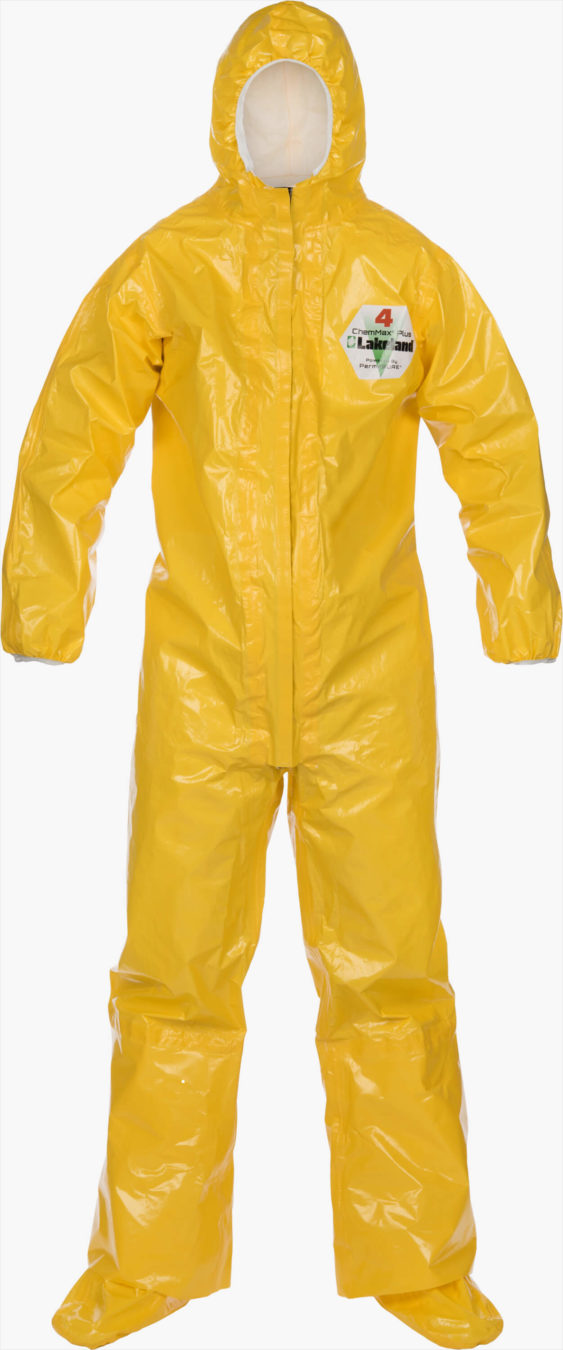 ChemMax® 4 Plus Heat Sealed Seam Yellow Coverall with Respirator Fit Hood/Boots - Disposable Clothing